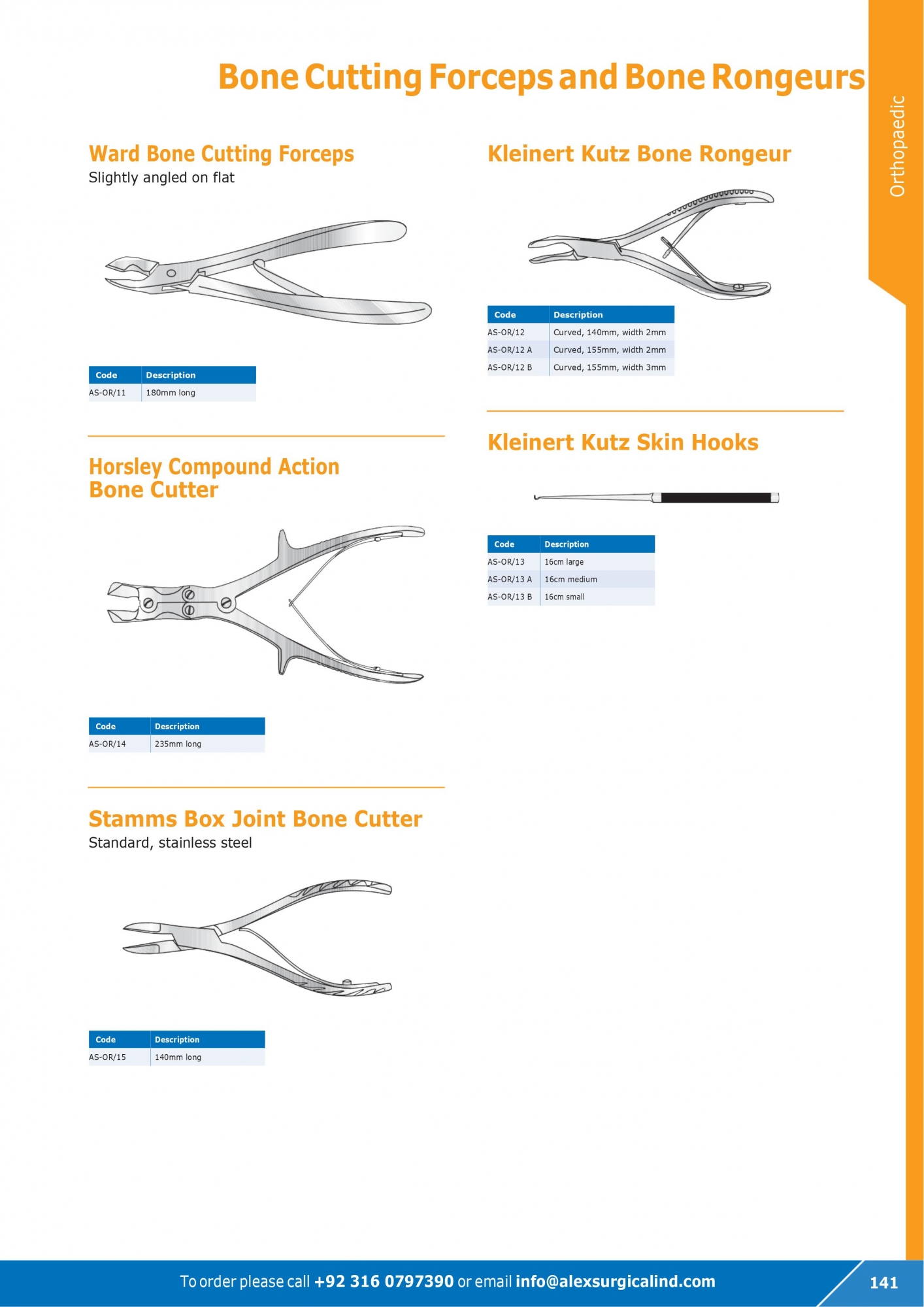 Bone Cutting Forceps and Bone Rongeurs